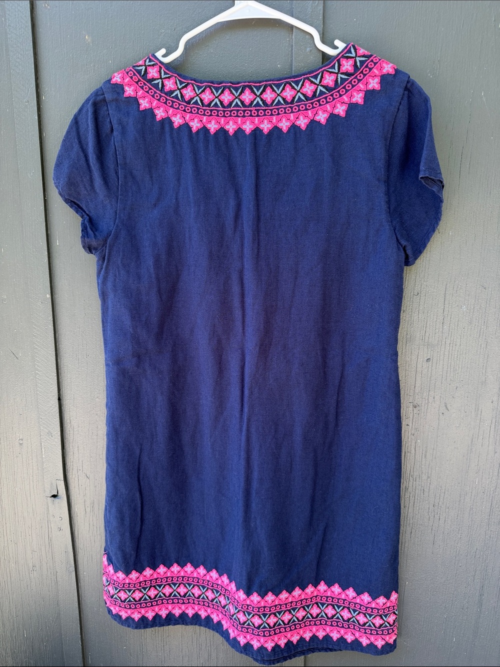 Vineyard Vines Navy Midi Dress with Pink Embroidery - Picture 4 of 5